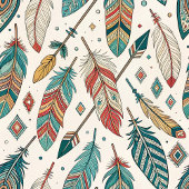 Feathers & Arrows Towel Personalized Tribal Look キッチンタオル