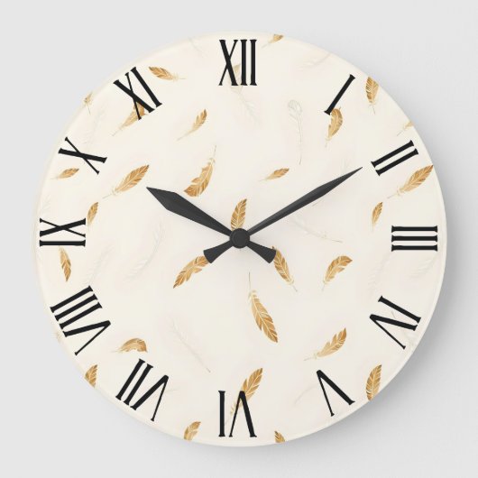 Feathers Luxury Modern Boho Collection ラージ壁時計 (正面)