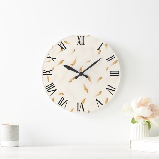 Feathers Luxury Modern Boho Collection ラージ壁時計 (ホーム)