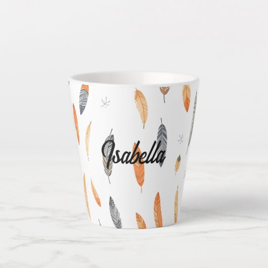 Feathers Luxury Trendy Boho Collection カフェラテマグ (正面)