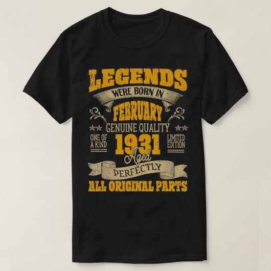 February 1931 90th Birthday Gift 90 Year Old For M Tシャツ (デザイン正面)