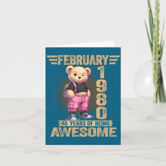 February 1980 46th Birthday 46 Year Teddy Bear Bei カード (正面)