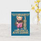 February 1980 46th Birthday 46 Year Teddy Bear Bei カード (黄色い花)