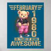 February 1980 46th Birthday 46 Year Teddy Bear Bei ポスター (正面)