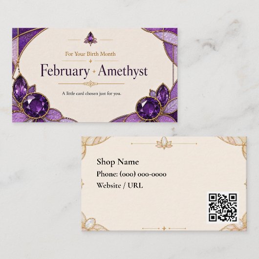 February Amethyst Birthstone Customer Connection S 名刺