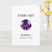 February Amethyst Personalized Birthday カード (黄色い花)