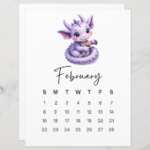 February Baby Dragon Cute Fantasy Monthly Calendar (正面/裏面)