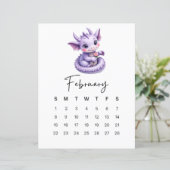 February Baby Dragon Cute Fantasy Monthly Calendar (スタンド正面)