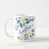 February Birth Flower Custom Name Primrose Violet コーヒーマグカップ (左)