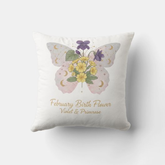 February Birth Flower Decorative Pillow クッション (裏面)