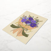 February Birth Flower Purple Violets Floral 箔シーズンカード (回転した状態)