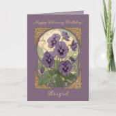 February Birth Flower Violet Viola Art Nouveau Sty カード (正面)