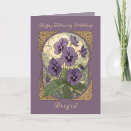 February Birth Flower Violet Viola Art Nouveau Sty カード