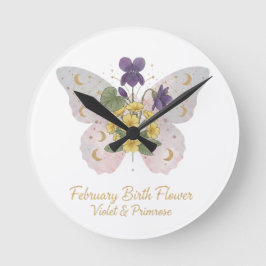 February Birth Flower Wall Clock ラウンド壁時計