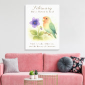 February Birthday Christian Floral Love Bird  キャンバスプリント (インサイチュ (リビング))