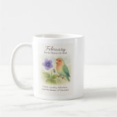 February Birthday Christian Floral Love Bird コーヒーマグカップ (左)