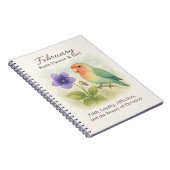 February Birthday Christian Floral Love Bird  ノートブック (右側)