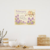 February Birthday Floral Inspirational Birth Month ポスター (キッチン)