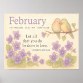 February Birthday Floral Inspirational Birth Month ポスター (正面)