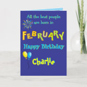 February Birthday Folded Greeting Card カード (正面)