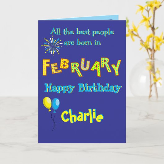 February Birthday Folded Greeting Card カード (黄色い花)