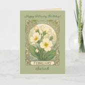 February Birthday Primrose Flowers Art Nouveau Sty カード (正面)