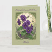 February Birthday Viola Flowers Art Nouveau Style カード (正面)