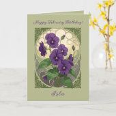 February Birthday Viola Flowers Art Nouveau Style カード (黄色い花)