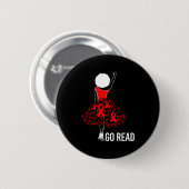 February Heart Disease Awareness Month Red African 缶バッジ (正面&裏面)