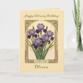 February Irises Birth Flower Art Nouveau Style カード (正面)