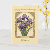 February Irises Birth Flower Art Nouveau Style カード (黄色い花)