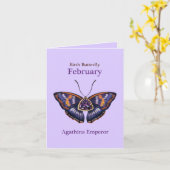 February Purple Agathina Emperor Butterfly Art カード (黄色い花)