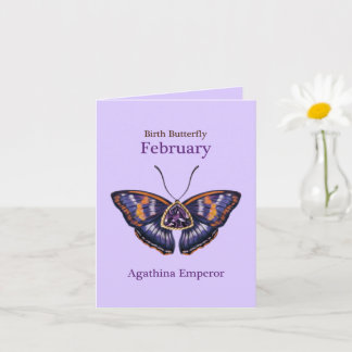 February Purple Agathina Emperor Butterfly Art カード