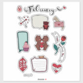 February Sticker Sheet – Sweet Bears & Love Vibes シール (シート)