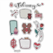 February Sticker Sheet – Sweet Bears & Love Vibes シール (正面)