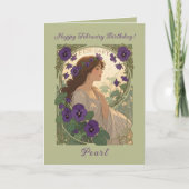 February Viola Birth Flower Art Nouveau Style カード (正面)