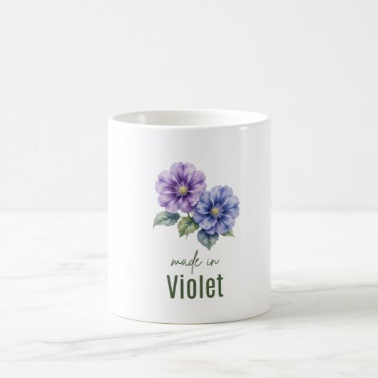 February Violet Birth Flowe Coffee Cup Watercolor コーヒーマグカップ (中央)