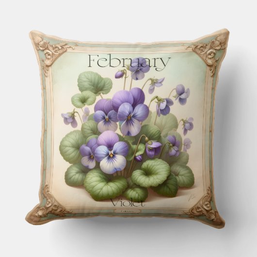 February Violet Birth Flower Symbolism Botanical  クッション (正面)