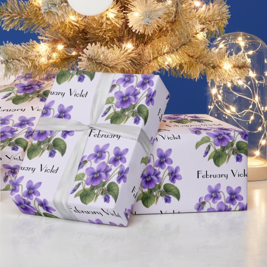 February Violet Flowers ラッピングペーパー (クリスマス)