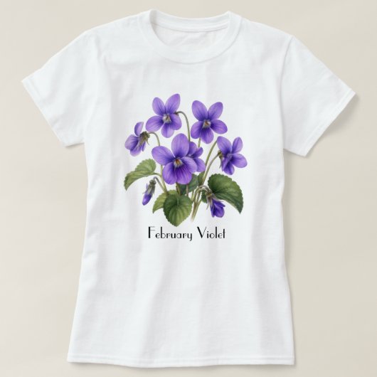 February Violet Flowers T-Shirt Tシャツ (デザイン正面)
