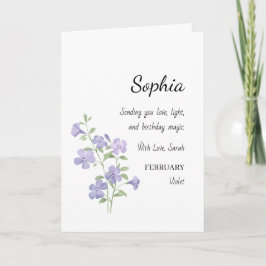 February Violet Personalized Birthday カード