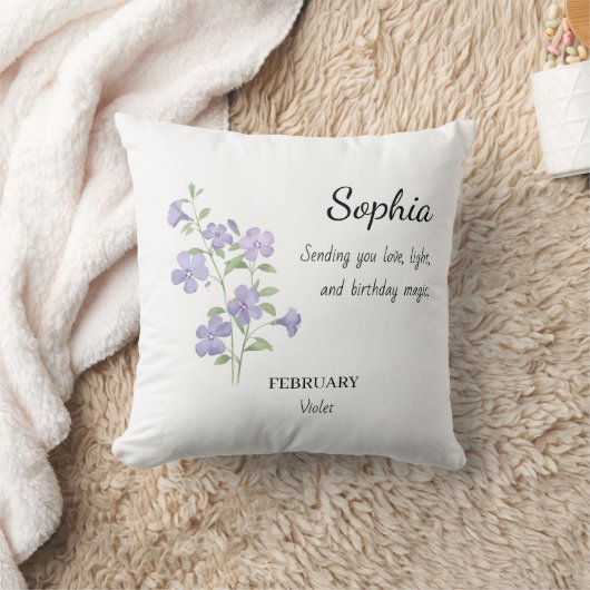 February Violet Personalized Birthday クッション (ブランケット)