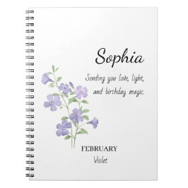 February Violet Personalized Birthday ノートブック