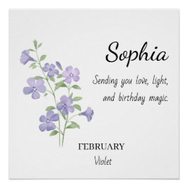 February Violet Personalized Birthday ポスター