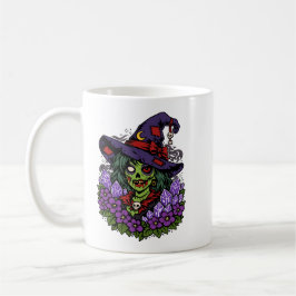 February Zombie Witch with Gems and Flowers コーヒーマグカップ