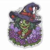February Zombie Witch with Gems and Flowers シール (正面)
