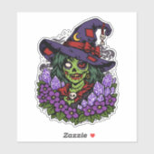 February Zombie Witch with Gems and Flowers シール (シート)