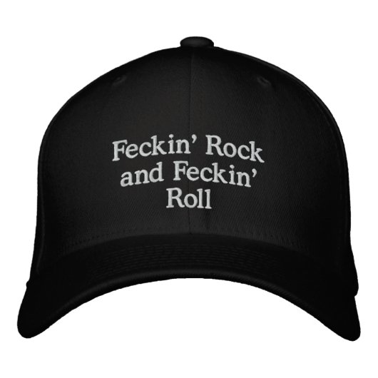 Feckin'Rock and Feckin'転が Cap(黒) 刺繍入りキャップ (正面)