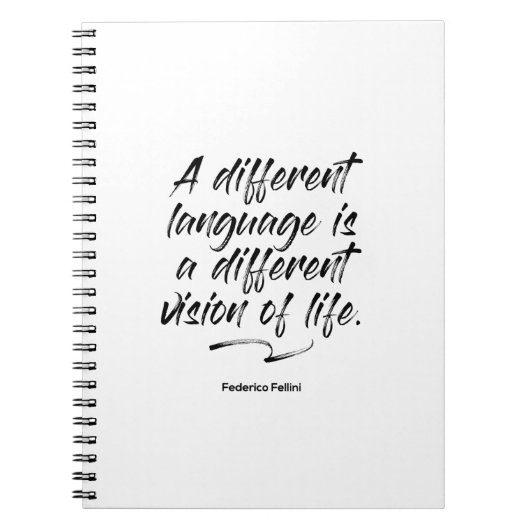 Federico Fellini言語引用文 – ノートブック (正面)