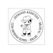 Fedoraハットトレンチコートマンラウンドアドレスラバースト ラバースタンプ (インプリント)